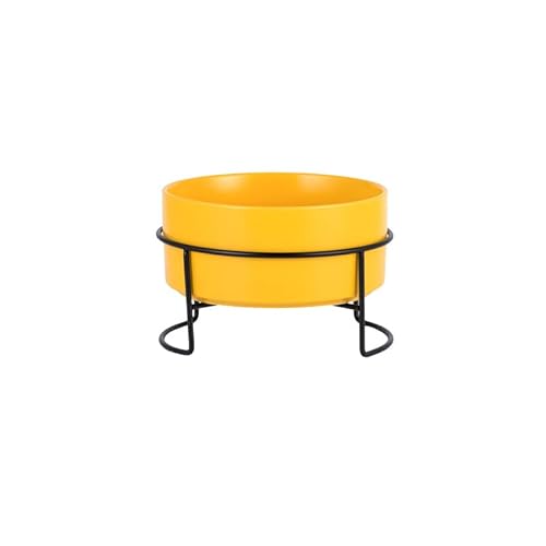 Hund Erhöht Futterschüssel Futter- und Wassernäpfe for Hunde mit Ständer, Keramik, Fress- und Trinknäpfe for Haustiere, große Kapazität, erhöhte Futtermittel (Color : Yellow with Stand, Size : 400ml von DUNSBY