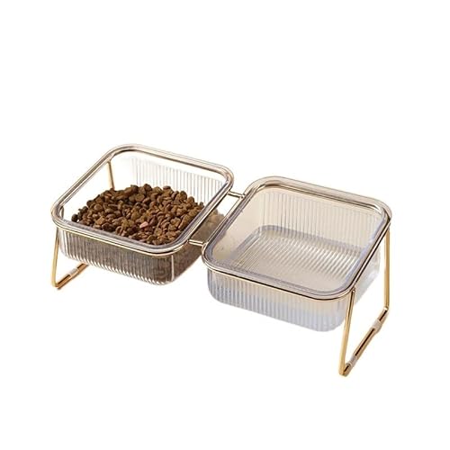 Hund Erhöht Futterschüssel Katze Doppel Schüssel mit Ständer Haustier Kätzchen Welpen Transparente Futternapf Metall Erhöhten Wasser Feeder Hundenapf Liefert (Color : 30.5x14.4x11cm) von DUNSBY