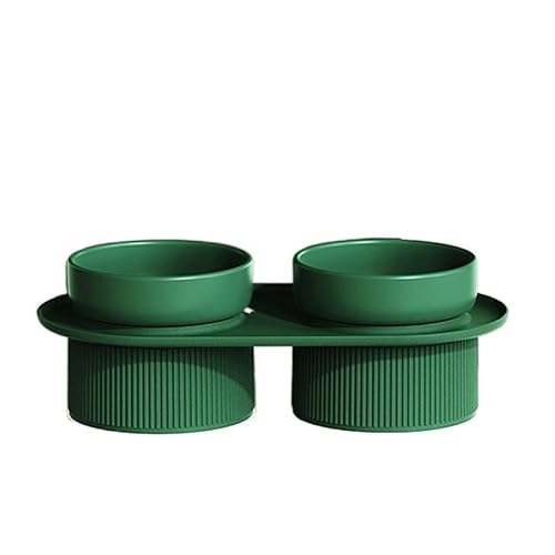 Hund Erhöht Futterschüssel Katzennapf for Hunde, doppelte Futter- und Wasserspender mit Ständer, erhöhte Trink- und Futternäpfe for Haustiere, Futterzubehör for Katzen (Color : Green Bowl) von DUNSBY