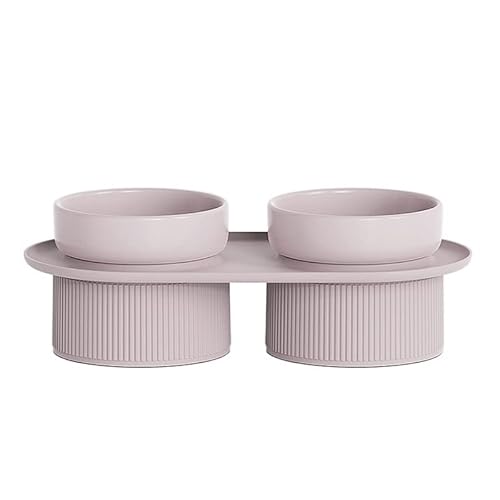 Hund Erhöht Futterschüssel Katzennapf for Hunde, doppelte Futter- und Wasserspender mit Ständer, erhöhte Trink- und Futternäpfe for Haustiere, Futterzubehör for Katzen (Color : Pink Bowl) von DUNSBY