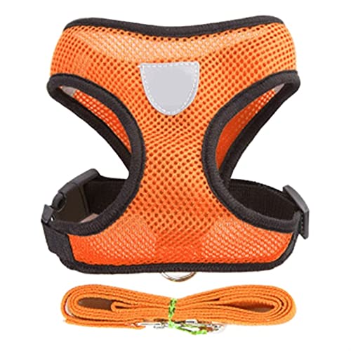 Hundegeschirr Hunde Welpengeschirr Halsband Katze Hund verstellbare Weste Laufleine weiches atmungsaktives Polyester-Netzgeschirr for kleine mittelgroße Haustiere (Color : Orange, Size : XL(6-7.5 kg von DUNSBY