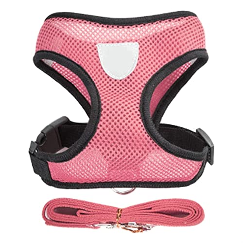 Hundegeschirr Hunde Welpengeschirr Halsband Katze Hund verstellbare Weste Laufleine weiches atmungsaktives Polyester-Netzgeschirr for kleine mittelgroße Haustiere (Color : Pink, Size : S(1.5-2.5 kg) von DUNSBY