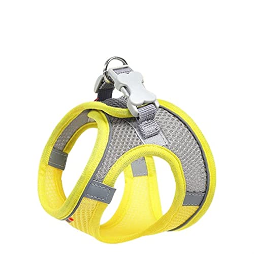 Hundegeschirr Hundegeschirr Kleidung Weste Brust Katzenhalsbänder Seil Kleine Hunde Reflektierend Atmungsaktiv Einstellbar Outdoor Walking Pet Supplies (Color : Lemon Yellow, Size : M 4-7kg) von DUNSBY