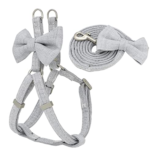 Hundegeschirr Hundegeschirr-Leine-Halsband-Set, verstellbar, weich, niedlich, Schleife, doppellagig, Hundegeschirr for kleine, mittelgroße Hundehalsbänder, Leine im Freien (Color : Grey, Size : M-1. Hundegeschirr Hundegeschirr-Leine-Halsband-Set, verstellbar, weich, niedlich, Schleife, doppellagig, Hundegeschirr for kleine, mittelgroße Hundehalsbänder, Leine im Freien (Color : Grey, Size : M-1. von DUNSBY