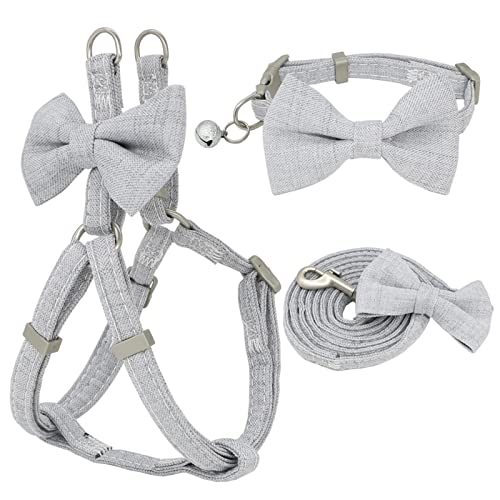 Hundegeschirr Hundegeschirr-Leine-Halsband-Set, verstellbar, weich, niedlich, Schleife, doppellagig, Hundegeschirr for kleine, mittelgroße Hundehalsbänder, Leine im Freien (Color : Silver, Size : M- Hundegeschirr Hundegeschirr-Leine-Halsband-Set, verstellbar, weich, niedlich, Schleife, doppellagig, Hundegeschirr for kleine, mittelgroße Hundehalsbänder, Leine im Freien (Color : Silver, Size : M- von DUNSBY