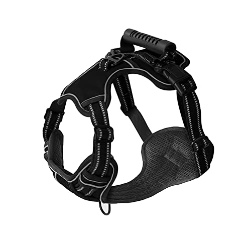 Hundegeschirr Hundegeschirr No Pull Atmungsaktive Reflektierende Haustiergeschirrweste for Kleine Große Hunde Outdoor Walking Training Hundezubehör (Color : Black, Size : S) von DUNSBY