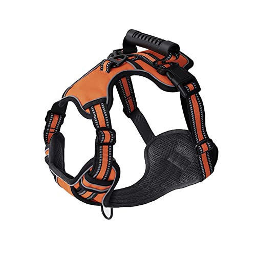 Hundegeschirr Hundegeschirr No Pull Atmungsaktive Reflektierende Haustiergeschirrweste for Kleine Große Hunde Outdoor Walking Training Hundezubehör (Color : Orange, Size : L) von DUNSBY