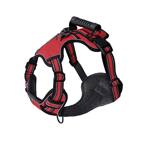 Hundegeschirr Hundegeschirr No Pull Atmungsaktive Reflektierende Haustiergeschirrweste for Kleine Große Hunde Outdoor Walking Training Hundezubehör (Color : Red, Size : L) von DUNSBY