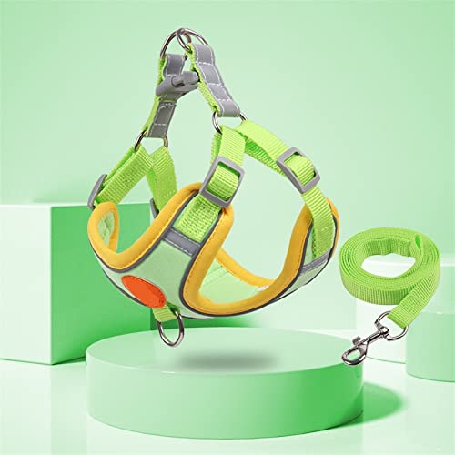 Hundegeschirr Pet Dog Harness Leash Set Reflektierendes, verstellbares Welpengeschirr im Freien, Gehen, Laufen, Weste, Geschirr for kleine Meduim-Hunde (Color : Green, Size : S(for2-3kg)) von DUNSBY