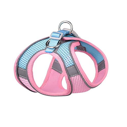 Hundegeschirr Reflektierendes Hundegeschirr mit Leine, verstellbares Nylon-Geschirr, atmungsaktive Halsbänder for Chihuahua, kleine und große Hunde (Color : 10-Pink Blue, Size : S) von DUNSBY
