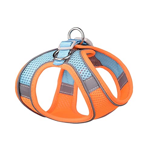 Hundegeschirr Reflektierendes Hundegeschirr mit Leine, verstellbares Nylon-Geschirr, atmungsaktive Halsbänder for Chihuahua, kleine und große Hunde (Color : 11-Orange Blue, Size : L) von DUNSBY