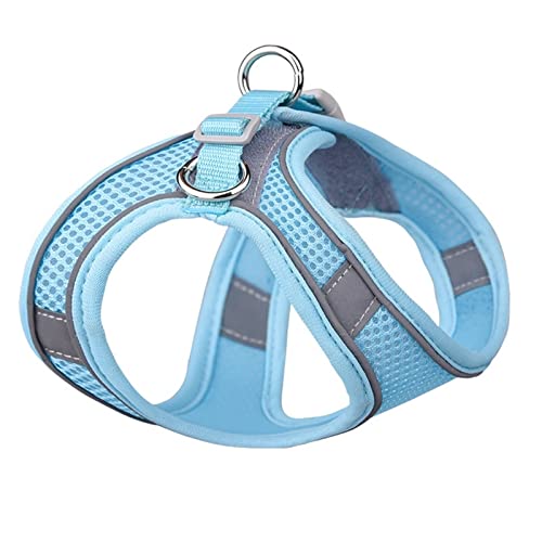 Hundegeschirr Reflektierendes Hundegeschirr mit Leine, verstellbares Nylon-Geschirr, atmungsaktive Halsbänder for Chihuahua, kleine und große Hunde (Color : 12-Blue-A, Size : XXS) von DUNSBY