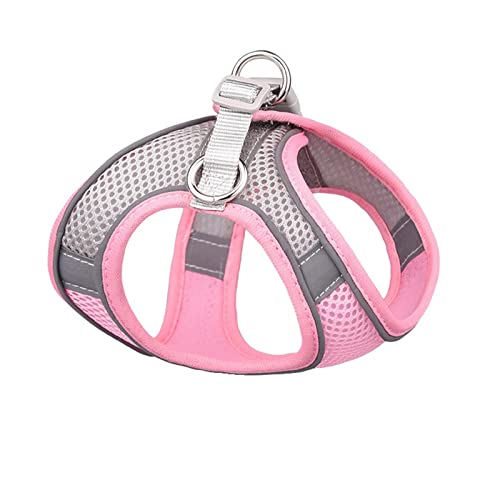 Hundegeschirr Reflektierendes Hundegeschirr mit Leine, verstellbares Nylon-Geschirr, atmungsaktive Halsbänder for Chihuahua, kleine und große Hunde (Color : 14-Pink Gray, Size : XXS) von DUNSBY