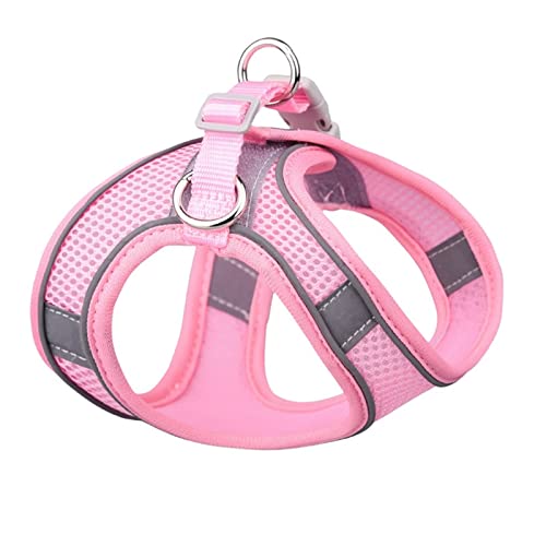 Hundegeschirr Reflektierendes Hundegeschirr mit Leine, verstellbares Nylon-Geschirr, atmungsaktive Halsbänder for Chihuahua, kleine und große Hunde (Color : 7-Pink, Size : M) von DUNSBY