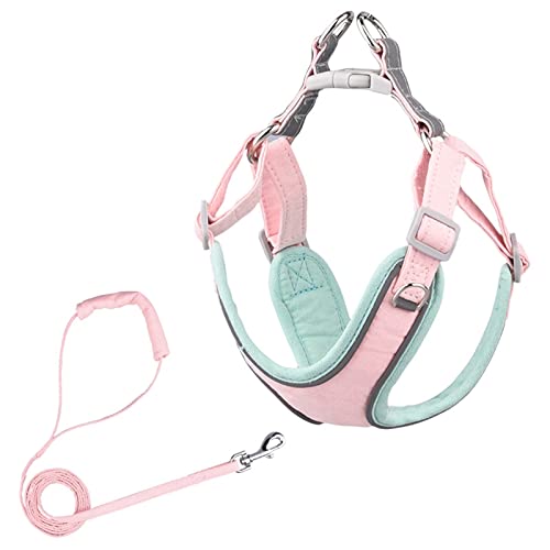 Hundegeschirr Verstellbares Hundegeschirr, kein Ziehen, for Welpen, Katzen, Outdoor-Laufleine, französische Bulldogge, Chihuahua, Halsband, Seil for kleine, mittelgroße Hunde (Color : Pink-Green, SI Hundegeschirr Verstellbares Hundegeschirr, kein Ziehen, for Welpen, Katzen, Outdoor-Laufleine, französische Bulldogge, Chihuahua, Halsband, Seil for kleine, mittelgroße Hunde (Color : Pink-Green, SI von DUNSBY