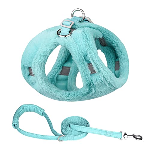 Hundegeschirr Verstellbares Hundegeschirr, kein Ziehen, for Welpen, Katzen, Winter, warme Geschirre, Führleine, französische Bulldogge, Chihuahua, Halsband, Seil, Haustierzubehör (Color : Green, Siz von DUNSBY