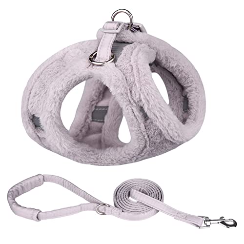 Hundegeschirr Verstellbares Hundegeschirr, kein Ziehen, for Welpen, Katzen, Winter, warme Geschirre, Führleine, französische Bulldogge, Chihuahua, Halsband, Seil, Haustierzubehör (Color : Grey, Size von DUNSBY