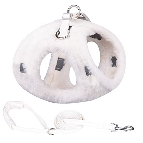 Hundegeschirr Verstellbares Hundegeschirr, kein Ziehen, for Welpen, Katzen, Winter, warme Geschirre, Führleine, französische Bulldogge, Chihuahua, Halsband, Seil, Haustierzubehör (Color : White, Siz von DUNSBY