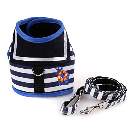 Hundegeschirr Verstellbares Hundehalsband, Leine, kreativer Anzug, Brustgurt, sicheres Zugseil for kleine, mittelgroße Hunde und Katzen (Color : Blue, Size : XL) von DUNSBY