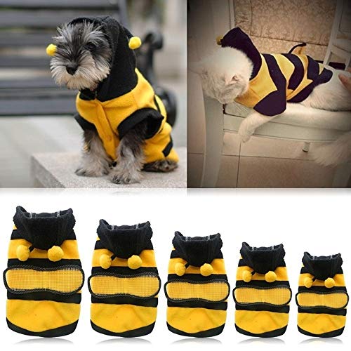 Hundekleidung Biene Haustier Welpen Mantel Bekleidung Outfit Fleece Kleidung Hund Katze Hoodie Kostüm Pullover Hund Hoodies (Color : Yellow, Size : M) von DUNSBY