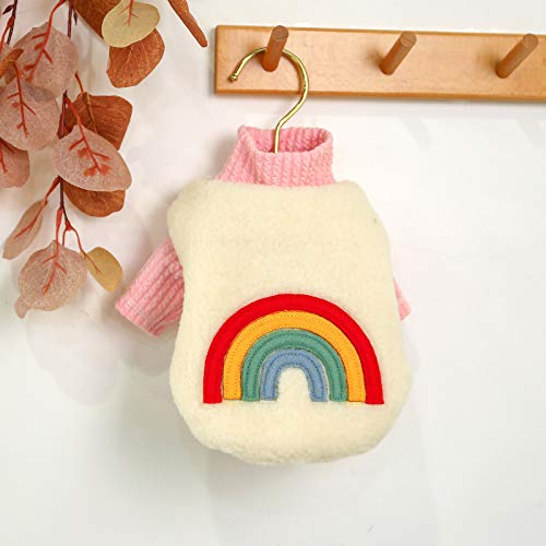 Hundekleidung Haustier-Lamm-Fleece-Regenbogen-Weste Hund Herbst- und Winterkleidung Winterweste Katze Zwei Fuß-Kleidung Hund Hundekleidung (Color : Rainbow, Size : M) von DUNSBY