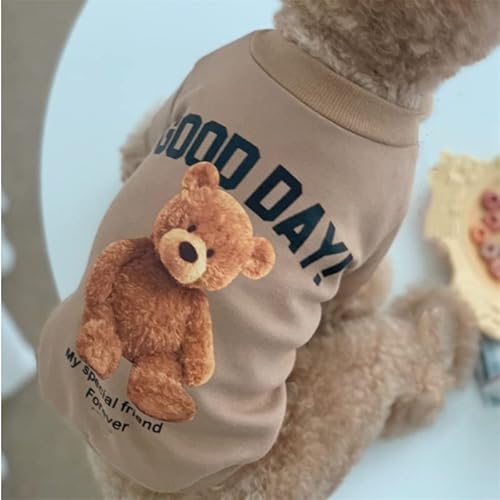 Hundekleidung Haustierkleidung Cartoon-Hundekleidung mit Umhängetasche Kleines Kostüm Bärendruck Hunde Hoodie Süßes Herbst-Winter-Katzen-Sweatshirt (Color : 1, Size : M) von DUNSBY