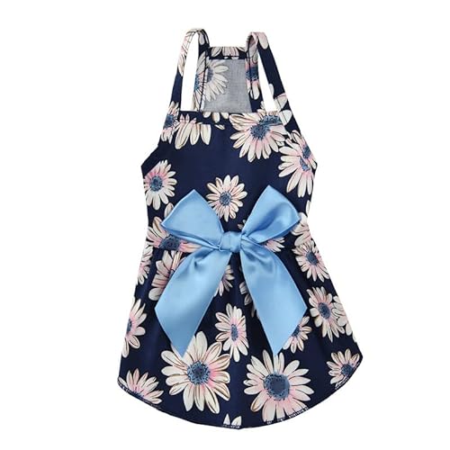 Hundekleidung Hunde Bowknot Blumenkleid Haustier Hochzeitskleid for Mops Welpen Kleidung Sommerkleid for kleine Hunde Katzen Kleidung (Color : E, Size : XS) von DUNSBY