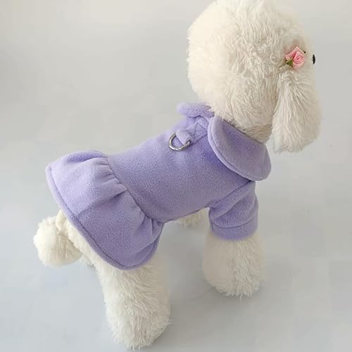 Hundekleidung Hundekleidung Einfarbig Kleid Revers Kurze Ärmel Kleiner Hund Welpen Katze Rock Herbst Winter Haustier Niedlich Kostüm Haustier Kleidung Kleider (Color : Purple, Size : M) von DUNSBY