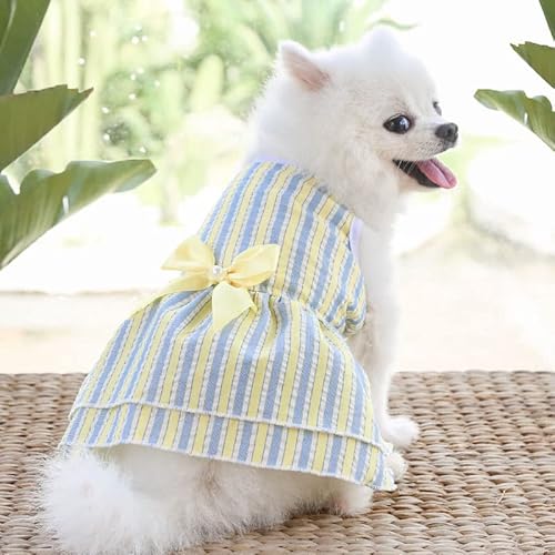 Hundekleidung Niedliche kleine mittelgroße Katzen-Hund-Prinzessin-Kleider Welpen-Bogen-Knoten-Kleid-Haustier-Ballettröckchen-Kleider Striped Mesh-Hündchen-Prinzessin-Sommerkleider (Color : 8, Size : von DUNSBY