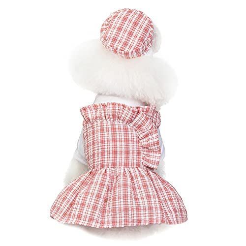 Hundekleidung Pet Supplies New Pet Clothes Thin Models Cute Pet Plaid Dress Small Medium Sized Pet Clothes for Small Dogs (Color : Pink, Size : XL) von DUNSBY