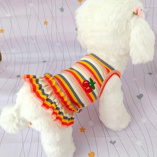 Hundekleidung Regenbogen-Hosenträgerrock Hundekleidung Kleid Super Hundekleidung Haustier-Outfits Niedlicher Sommer-Baumwolldruck (Color : Pink-03, Size : L) von DUNSBY