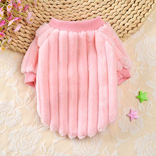 Hundekleidung Weiche Plüsch-Kleidung for kleine Hunde, warme Haustier-Kleidung, Katze, Sphinx-Kleidung, Welpen-Haustier-Kapuzenpulli-Mantel (Color : Pink, Size : XL) von DUNSBY