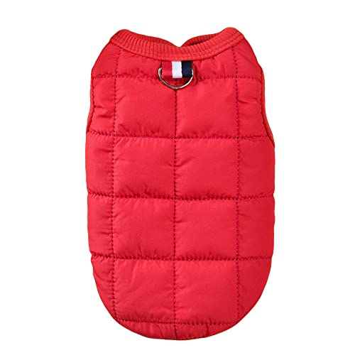 Hundekleidung Winter Warme Hundebekleidung for Kleine Hunde Hunde Daunenjacke Einfarbig Hunde Mantel Jacke Kleidung Haustier Hundebekleidung (Color : Red1, Size : L) von DUNSBY