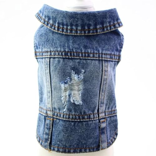 DUOCARA Jeansjacke für Hunde und Hunde, Denim-Mäntel, Loch-Design, für Katzen, Welpen, Frühling, Sommer, Bekleidung, 3 Farben DUOCARA Jeansjacke für Hunde und Hunde, Denim-Mäntel, Loch-Design, für Katzen, Welpen, Frühling, Sommer, Bekleidung, 3 Farben von DUOCARA