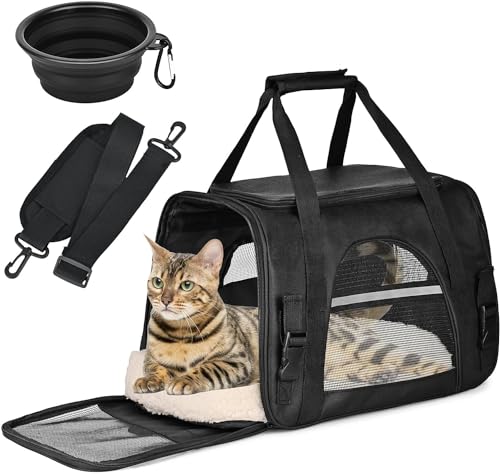 DUOJIN Transporttasche für Katze Hund Faltbar Haustiertransportbox Oxfordstoff Hundetransportbox Katzentransportbox Reisetasche Atmungsaktiv Hundetasche Hundebox Kleintiertasche für Auto,Zug,Reisen von DUOJIN