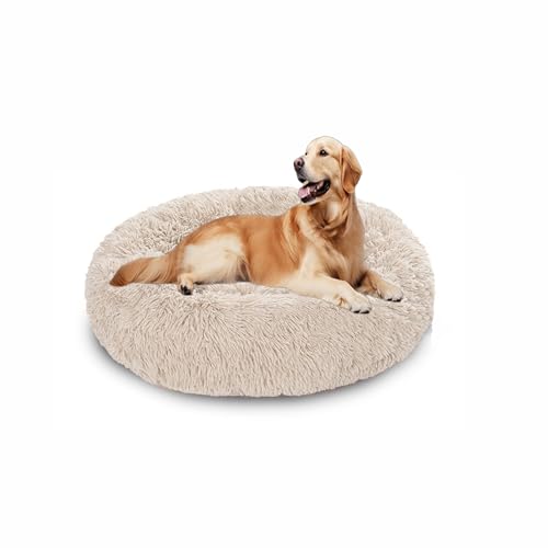Beruhigendes Donut-Hundebett, flauschiges Hundebett, rund, Plüsch, Anti-Angstzustände, Donut-Kuschel-Matratze, warmes Donut-Kissen mit rutschfester Unterseite, waschbar (90 x 90 x 20 cm, gebrochenes Beruhigendes Donut-Hundebett, flauschiges Hundebett, rund, Plüsch, Anti-Angstzustände, Donut-Kuschel-Matratze, warmes Donut-Kissen mit rutschfester Unterseite, waschbar (90 x 90 x 20 cm, gebrochenes von DUOLEH