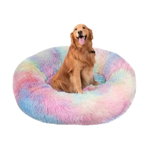 Donut-Hundebett, waschbar, rund, beruhigend, Kuschelkissen, Linderung gegen Angst, flauschig, warm, mit rutschfester Unterseite, mittelgroße und große Haustiermatratze, Matte (140 x 140 x 20 cm Donut-Hundebett, waschbar, rund, beruhigend, Kuschelkissen, Linderung gegen Angst, flauschig, warm, mit rutschfester Unterseite, mittelgroße und große Haustiermatratze, Matte (140 x 140 x 20 cm von DUOLEH