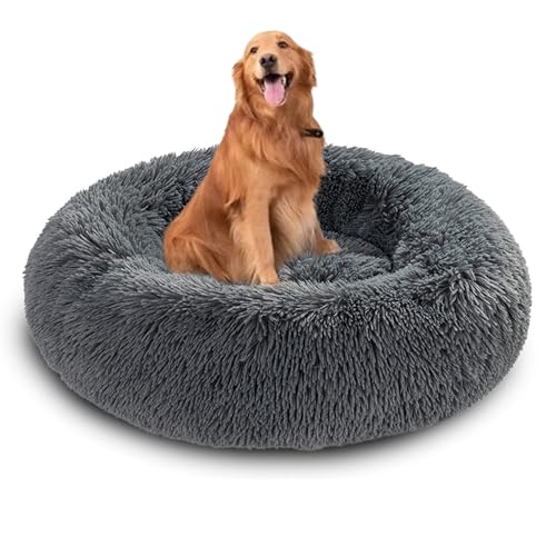 Donut-Hundebett, waschbar, rund, beruhigend, beruhigend, Anti-Angst, flauschig, warm, Hundebetten mit rutschfester Unterseite, mittelgroße und große Haustiermatratze, Matte (120 x 120 x 20 cm Donut-Hundebett, waschbar, rund, beruhigend, beruhigend, Anti-Angst, flauschig, warm, Hundebetten mit rutschfester Unterseite, mittelgroße und große Haustiermatratze, Matte (120 x 120 x 20 cm von DUOLEH