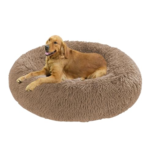 Donut-Hundebetten mit rutschfester Unterseite, beruhigendes, flauschiges Hundebett, waschbar, wärmendes Haustierkissen, mittelgroß, 120 x 120 x 20 cm, Khaki Donut-Hundebetten mit rutschfester Unterseite, beruhigendes, flauschiges Hundebett, waschbar, wärmendes Haustierkissen, mittelgroß, 120 x 120 x 20 cm, Khaki von DUOLEH