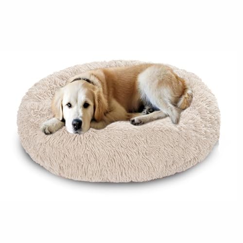 Großes Donut-Hundebett, beruhigendes Hundebett, Angstlinderung, weich, flauschig, Donut-Haustierbett, waschbar, Hundekäfig-Matratze, Haustierkorb für Welpen und große Katzen (130 x 130 x 20 cm Großes Donut-Hundebett, beruhigendes Hundebett, Angstlinderung, weich, flauschig, Donut-Haustierbett, waschbar, Hundekäfig-Matratze, Haustierkorb für Welpen und große Katzen (130 x 130 x 20 cm von DUOLEH