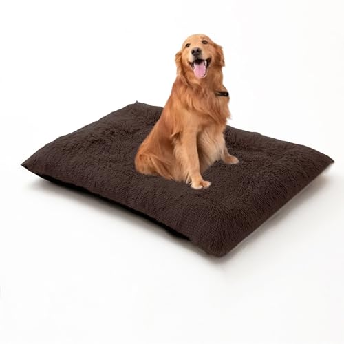 Herausnehmbare Hundebetten, waschbares, rechteckiges Haustierbett, Kissen für Hunde und Katzen, orthopädische Haustiermatratze, Matte für Kiste, rutschfestes Welpen-Sofa-Kissen (70 x 50 x 8 cm, Braun) von DUOLEH