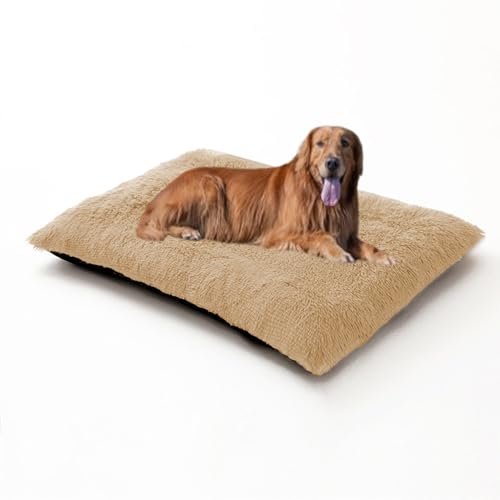Hundebett, groß, waschbar, weich, warm, Anti-Angst-Haustierbett, Sofa, flauschige Haustierbox-Matratze, rutschfestes Kissen für Katzen, Welpen, 93 x 65 x 10 cm, Beige Hundebett, groß, waschbar, weich, warm, Anti-Angst-Haustierbett, Sofa, flauschige Haustierbox-Matratze, rutschfestes Kissen für Katzen, Welpen, 93 x 65 x 10 cm, Beige von DUOLEH