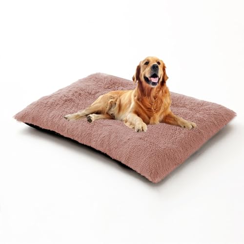 Hundekäfigbett, waschbar, groß, beruhigende Haustierbox-Matratze mit abnehmbarem Bezug, lange Plüsch-Matte, Anti-Angst-Matte, rutschfestes Hundekissen, flauschige Haustierbetten (70 x 50 x 8 cm, Rosa) von DUOLEH