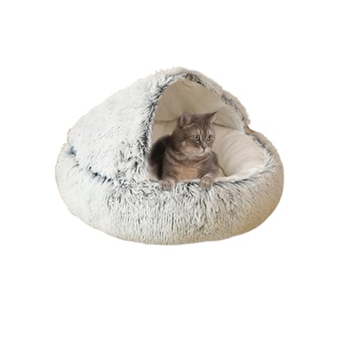 Katzenbett-Zelthaus, Donut-Kuschel-Katzenhöhle, runde Haustierhöhlen für den Innenbereich, rutschfestes Haustier-Iglu für Kätzchen und kleine Hunde, winddichtes Kätzchenversteck (60 x 60 x 20 cm, Grau Katzenbett-Zelthaus, Donut-Kuschel-Katzenhöhle, runde Haustierhöhlen für den Innenbereich, rutschfestes Haustier-Iglu für Kätzchen und kleine Hunde, winddichtes Kätzchenversteck (60 x 60 x 20 cm, Grau von DUOLEH