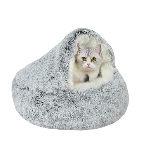 Katzenbetthöhle, halbgeschlossenes Katzen-Iglu-Höhlenbett für Kätzchen, Kätzchen-Zelt, tragbares Haustierhaus mit rutschfester Unterseite, warmer Unterschlupf für Haustiere (60 x 60 x 20 cm, Grau) Katzenbetthöhle, halbgeschlossenes Katzen-Iglu-Höhlenbett für Kätzchen, Kätzchen-Zelt, tragbares Haustierhaus mit rutschfester Unterseite, warmer Unterschlupf für Haustiere (60 x 60 x 20 cm, Grau) von DUOLEH
