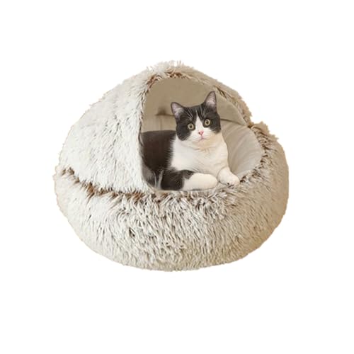 Katzenhöhlenbett, Iglu, Katzenbett, rund, flauschig, Haustierhaus, Kätzchen-Zelt, faltbar, Haustierhöhle mit rutschfester Unterseite, für kleine, mittelgroße Kätzchen, Welpen, drinnen (50 x 50 x 20 cm Katzenhöhlenbett, Iglu, Katzenbett, rund, flauschig, Haustierhaus, Kätzchen-Zelt, faltbar, Haustierhöhle mit rutschfester Unterseite, für kleine, mittelgroße Kätzchen, Welpen, drinnen (50 x 50 x 20 cm von DUOLEH