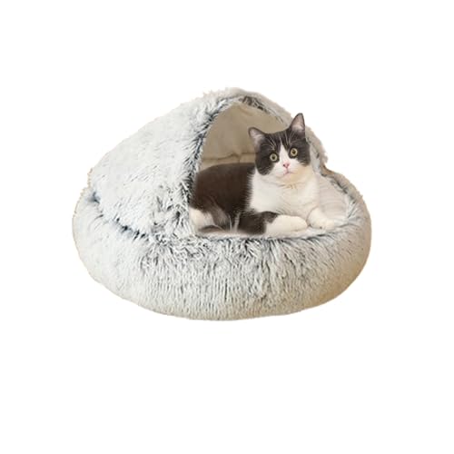 Katzenhöhlenbett, Iglu, Katzenbett, rund, flauschig, Haustierhaus, Kätzchen-Zelt, faltbar, Haustierhöhle mit rutschfester Unterseite, für kleine, mittelgroße Kätzchen, Welpen, drinnen (65 x 65 x 20 cm Katzenhöhlenbett, Iglu, Katzenbett, rund, flauschig, Haustierhaus, Kätzchen-Zelt, faltbar, Haustierhöhle mit rutschfester Unterseite, für kleine, mittelgroße Kätzchen, Welpen, drinnen (65 x 65 x 20 cm von DUOLEH