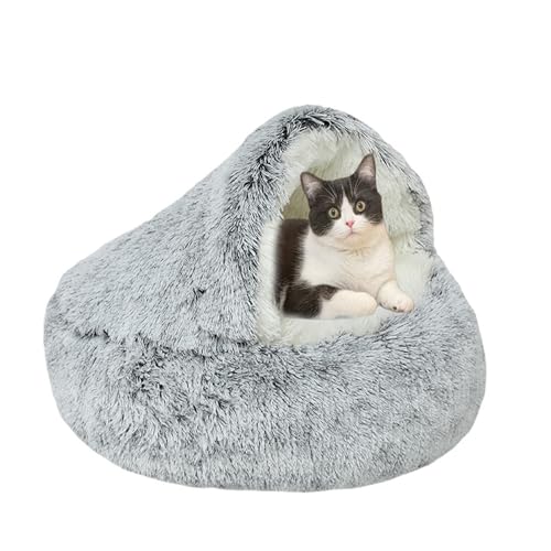Katzenhöhlenbett, Iglu, Katzenbetten für den Innenbereich, mit rutschfester Unterseite, waschbar, warm und gemütlich, Haustierhöhle für Kätzchen und Welpen, Kätzchenversteck (60 x 60 x 20 cm, Grau) Katzenhöhlenbett, Iglu, Katzenbetten für den Innenbereich, mit rutschfester Unterseite, waschbar, warm und gemütlich, Haustierhöhle für Kätzchen und Welpen, Kätzchenversteck (60 x 60 x 20 cm, Grau) von DUOLEH