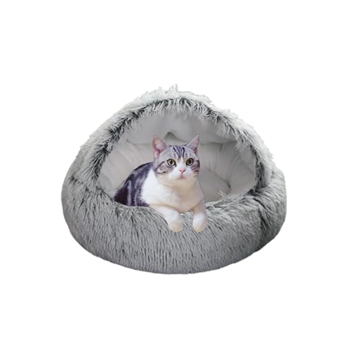 Katzenhöhlenbett für Kätzchen und Welpen, waschbares Katzenzelt, Bett für den Innenbereich, halbgeschlossene, tragbare Haustierhöhle, rutschfest, warmer Unterschlupf für Haustiere (60 x 60 x 20 cm Katzenhöhlenbett für Kätzchen und Welpen, waschbares Katzenzelt, Bett für den Innenbereich, halbgeschlossene, tragbare Haustierhöhle, rutschfest, warmer Unterschlupf für Haustiere (60 x 60 x 20 cm von DUOLEH