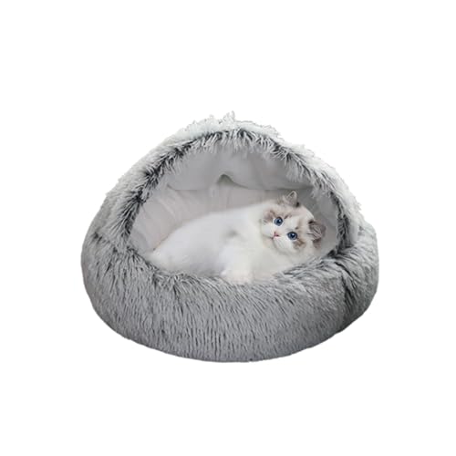Katzenzelt-Häuser, rutschfeste Katzen-Iglu-Höhle für den Innenbereich, Haustierbett, rund, flauschig, halbgeschlossene Haustierhöhle für Kätzchen und Welpen, maschinenwaschbar (60 x 60 x 20 cm, Grau) Katzenzelt-Häuser, rutschfeste Katzen-Iglu-Höhle für den Innenbereich, Haustierbett, rund, flauschig, halbgeschlossene Haustierhöhle für Kätzchen und Welpen, maschinenwaschbar (60 x 60 x 20 cm, Grau) von DUOLEH